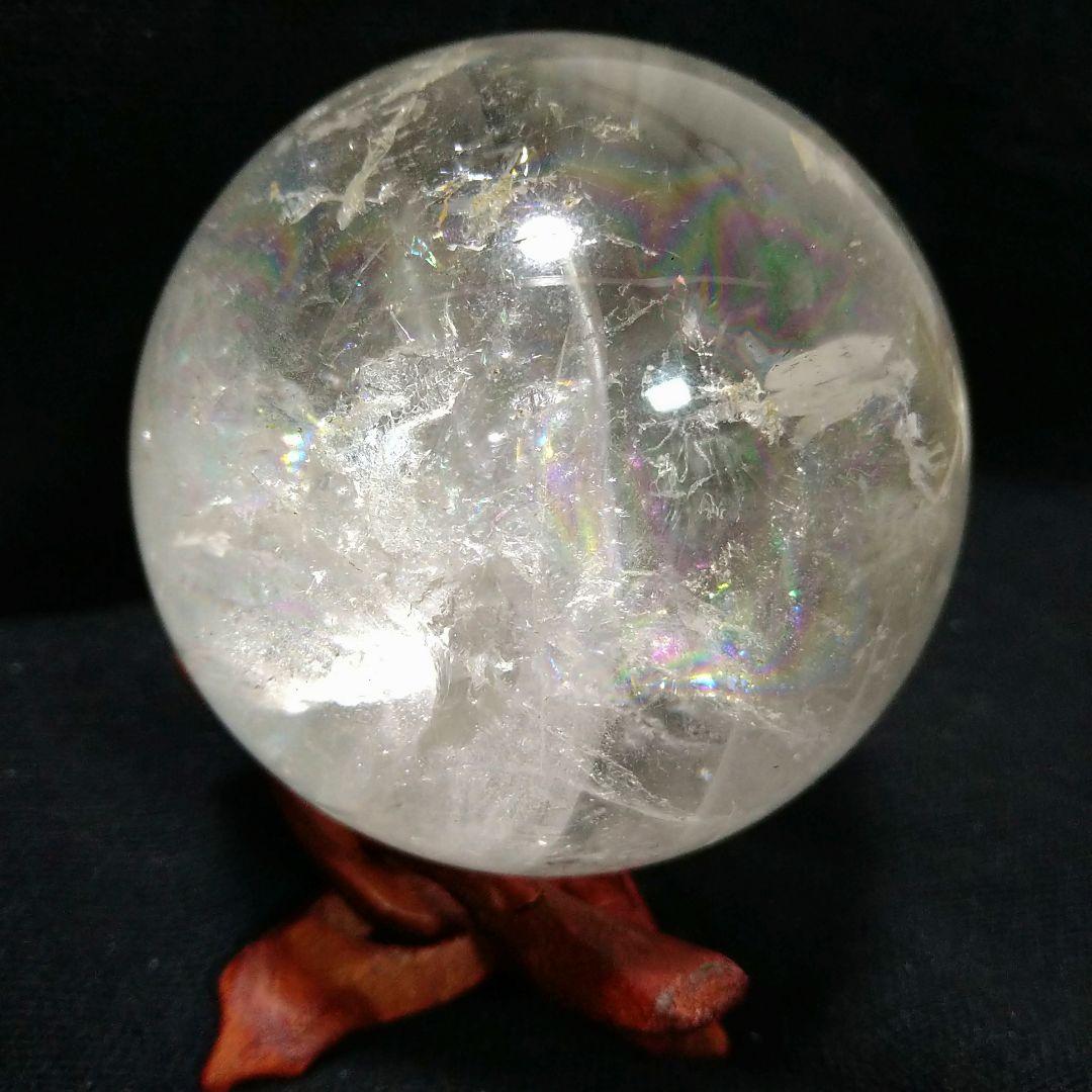 虹入り水晶玉(スタンド付き)85mm