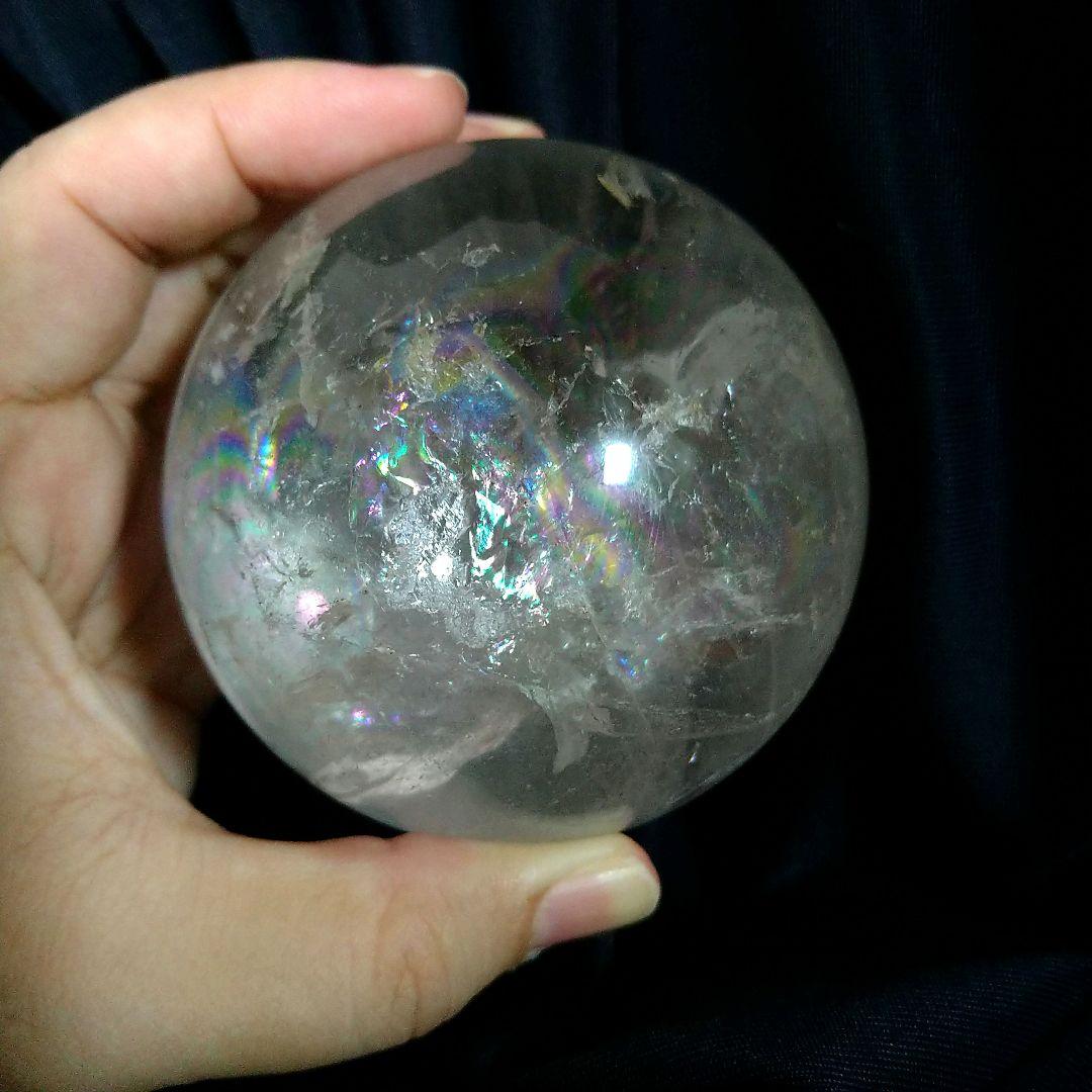 虹入り水晶玉(スタンド付き)85mm
