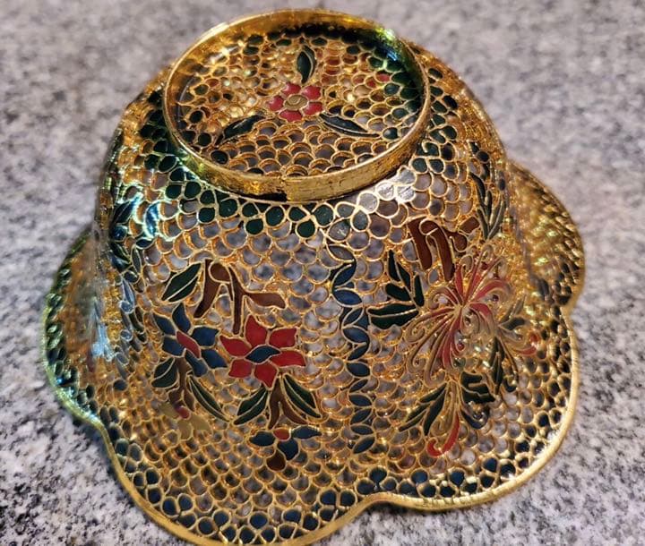 透かしガラス　工芸品　中国　アンティーク　美術品