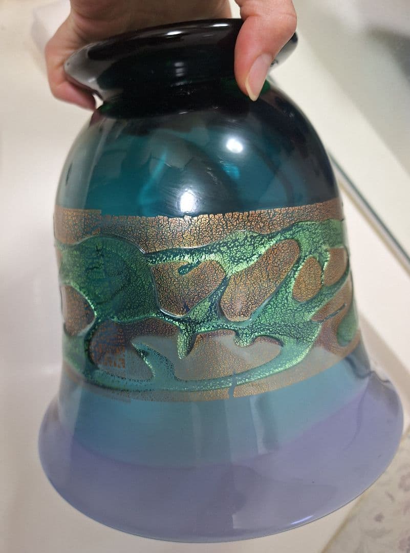 未使用　津軽びいどろ 秋村実　北洋硝子 フラワーベース　花瓶　ガラス　花器