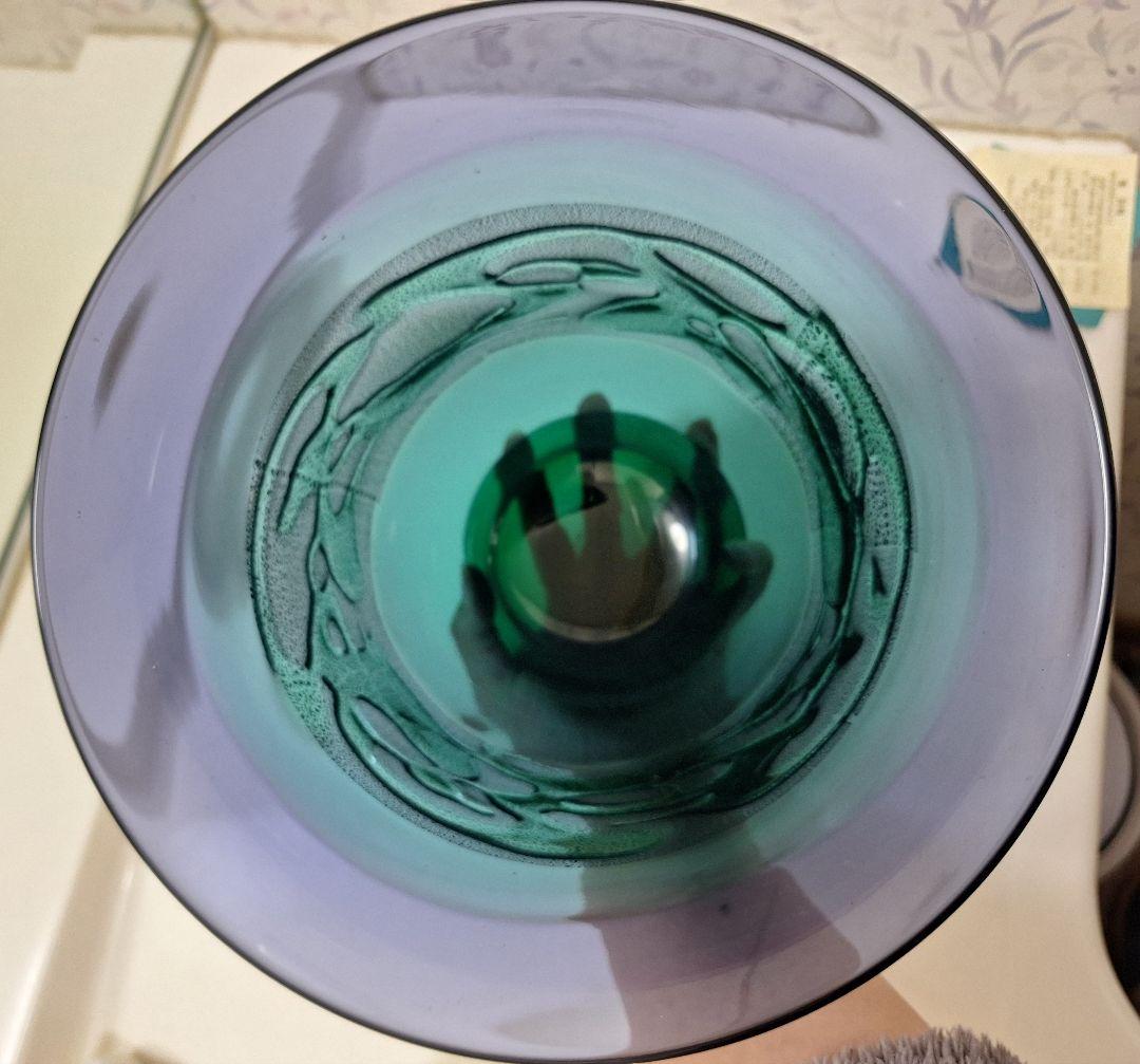 未使用　津軽びいどろ 秋村実　北洋硝子 フラワーベース　花瓶　ガラス　花器