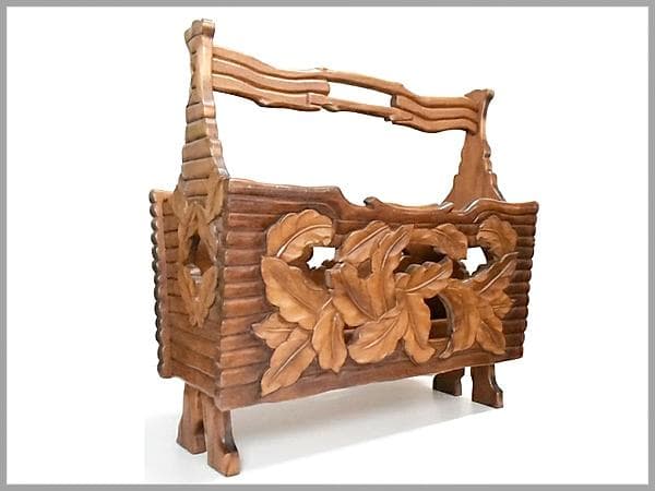 ■ 昭和レトロ　木彫り マガジンラック レトロ ■