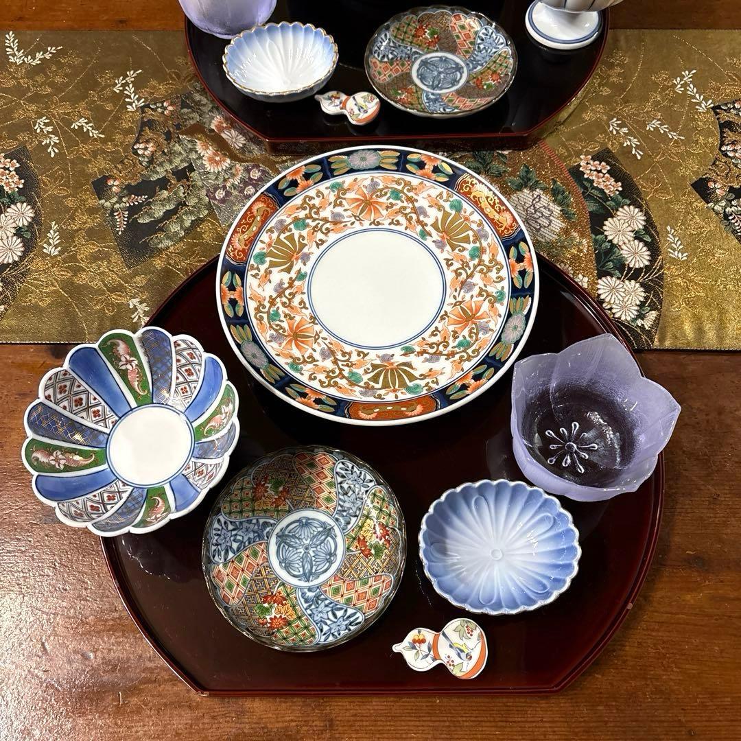 特選✨古伊万里金彩✨お膳【幸楽窯　日峰窯　吾山窯　橘吉】お2人様12品