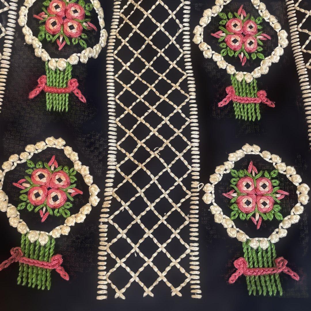 フランス　手刺繍　ハンドメイド　バック　美品