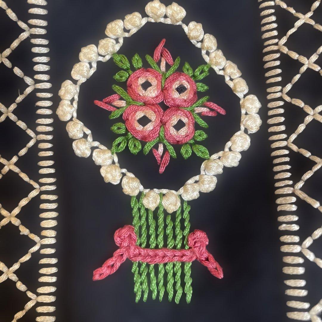 フランス　手刺繍　ハンドメイド　バック　美品