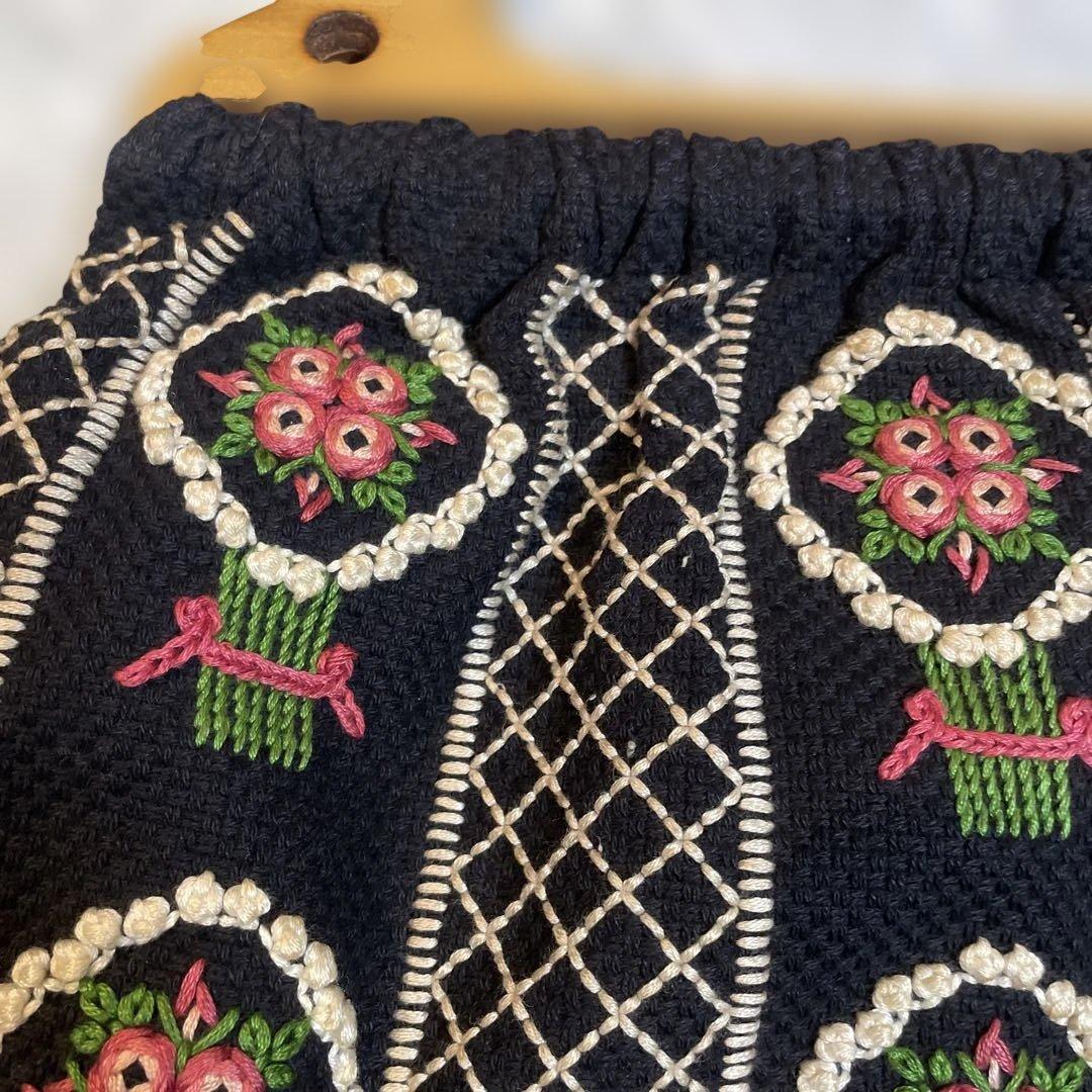フランス　手刺繍　ハンドメイド　バック　美品
