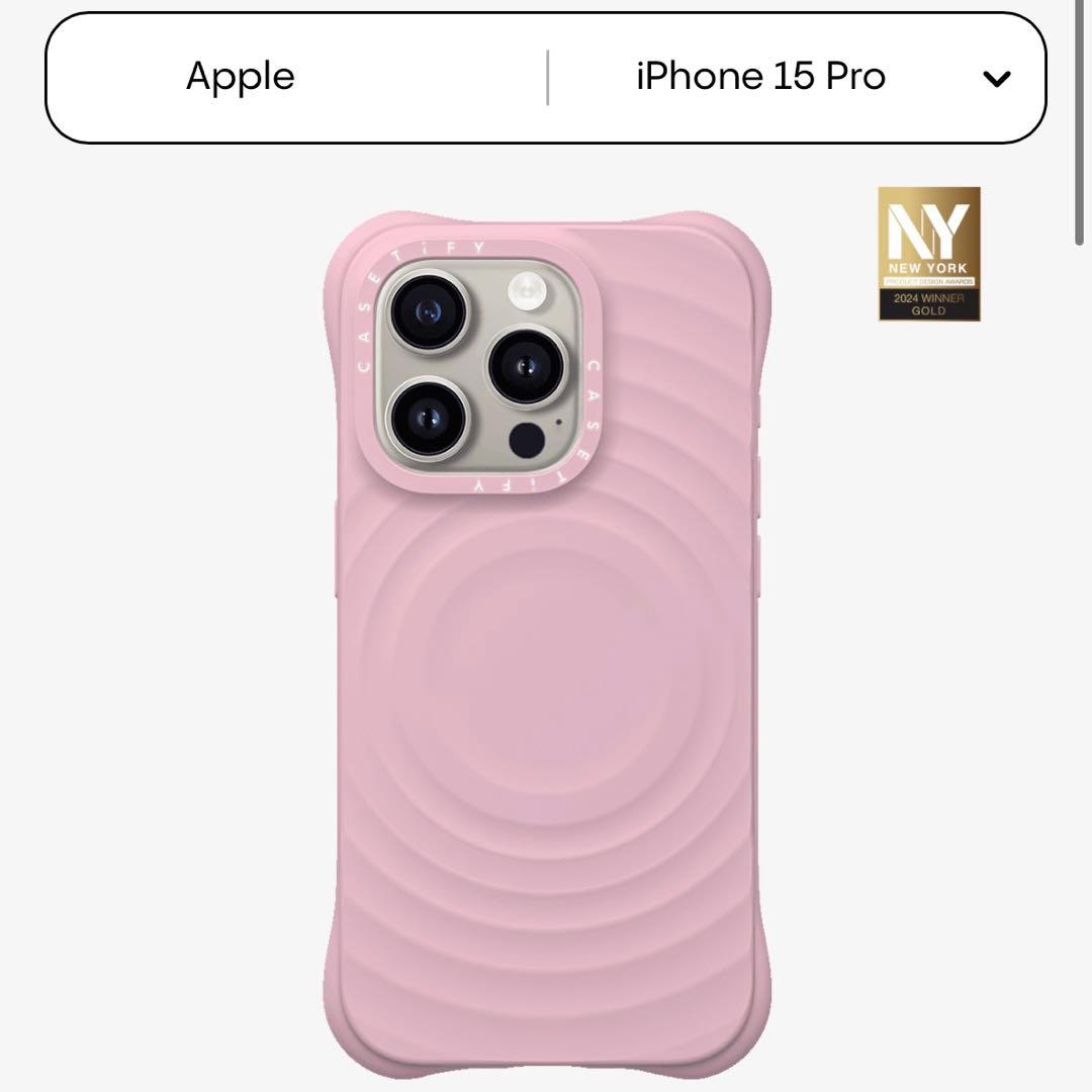 CASETiFY iPhone15pro ウェーブ シリコンケース ピンク