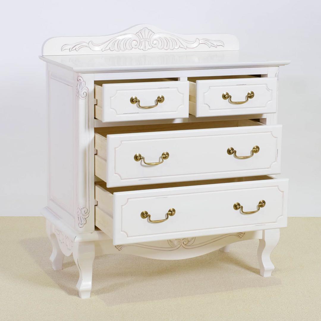 C 新品 チェスト 75cm 白 タンス 衣類収納 リビング収納 ホワイト