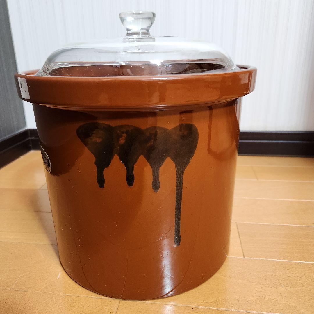 【超美品♪希少品】久松窯 ３号 切立 ガラス蓋 重し付　寸胴型 漬物容器
