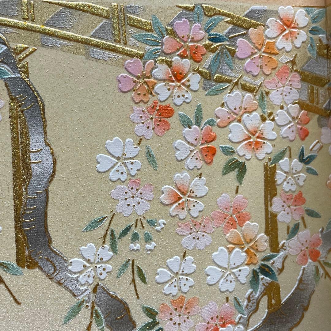 雛人形　桃の節句　屏風　花柄六曲1本　本仕立　黒塗