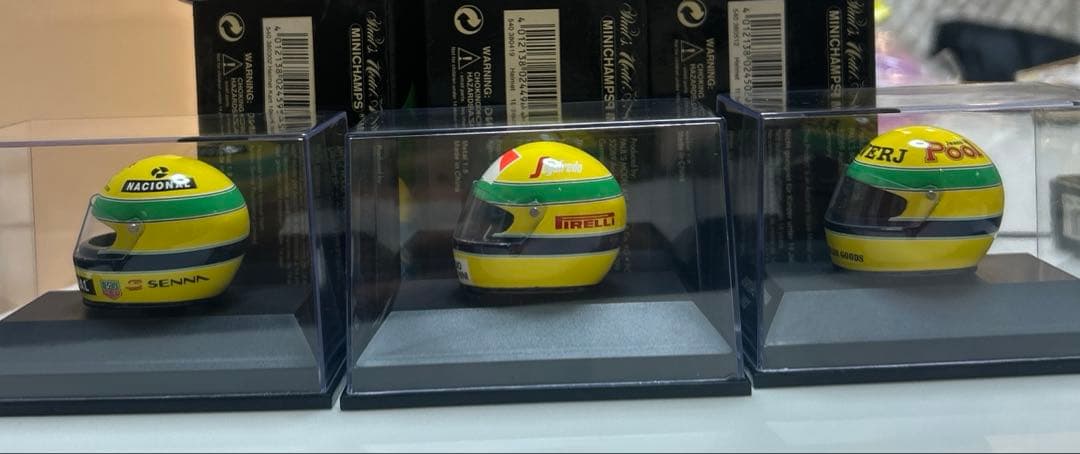 1/8 ミニチャンプス アイルトンセナ ヘルメット 5個セット+ セナフィギュア