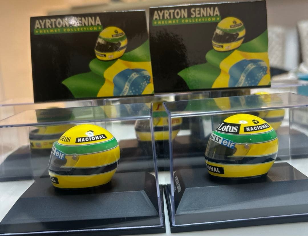 1/8 ミニチャンプス アイルトンセナ ヘルメット 5個セット+ セナフィギュア