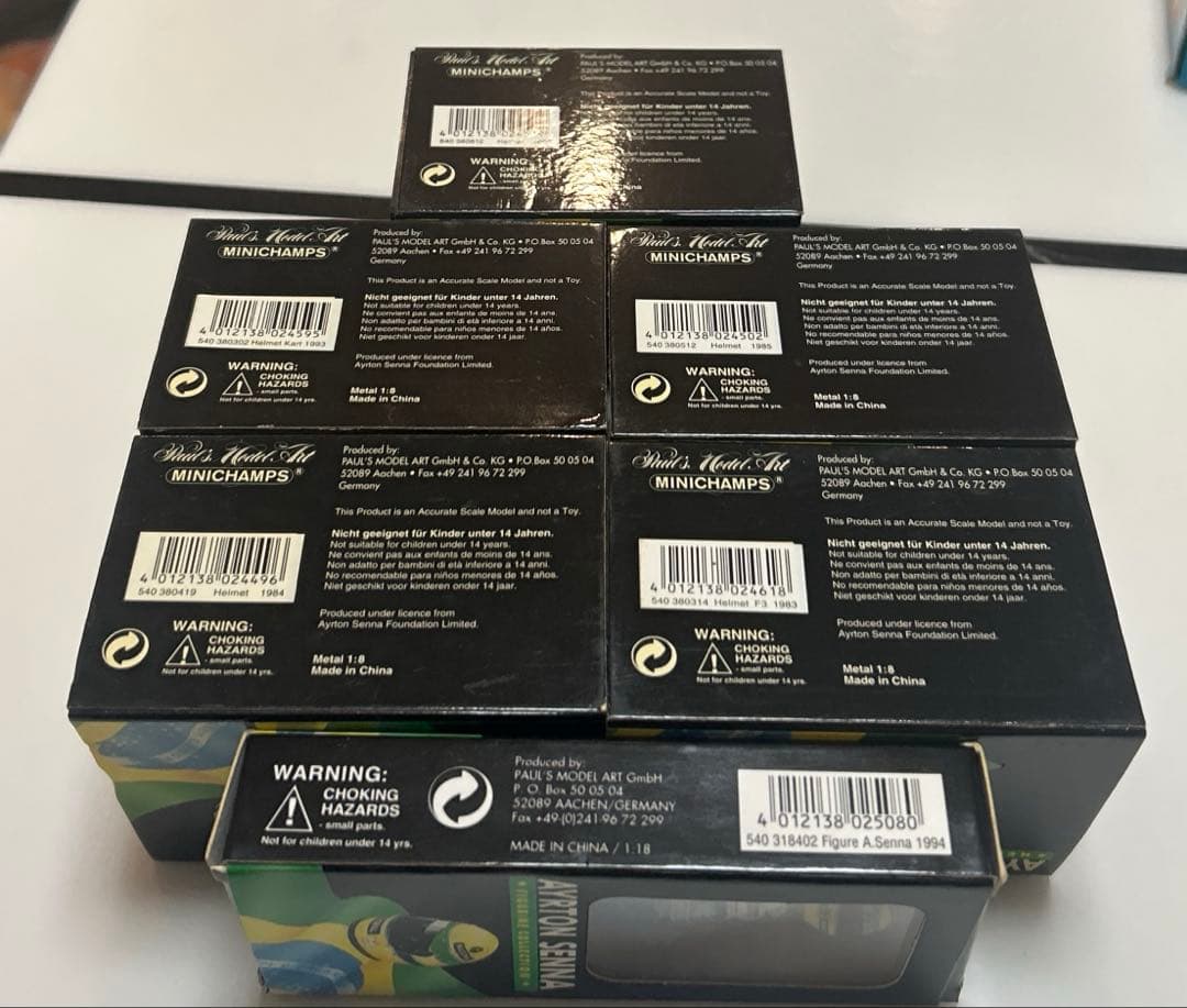 1/8 ミニチャンプス アイルトンセナ ヘルメット 5個セット+ セナフィギュア