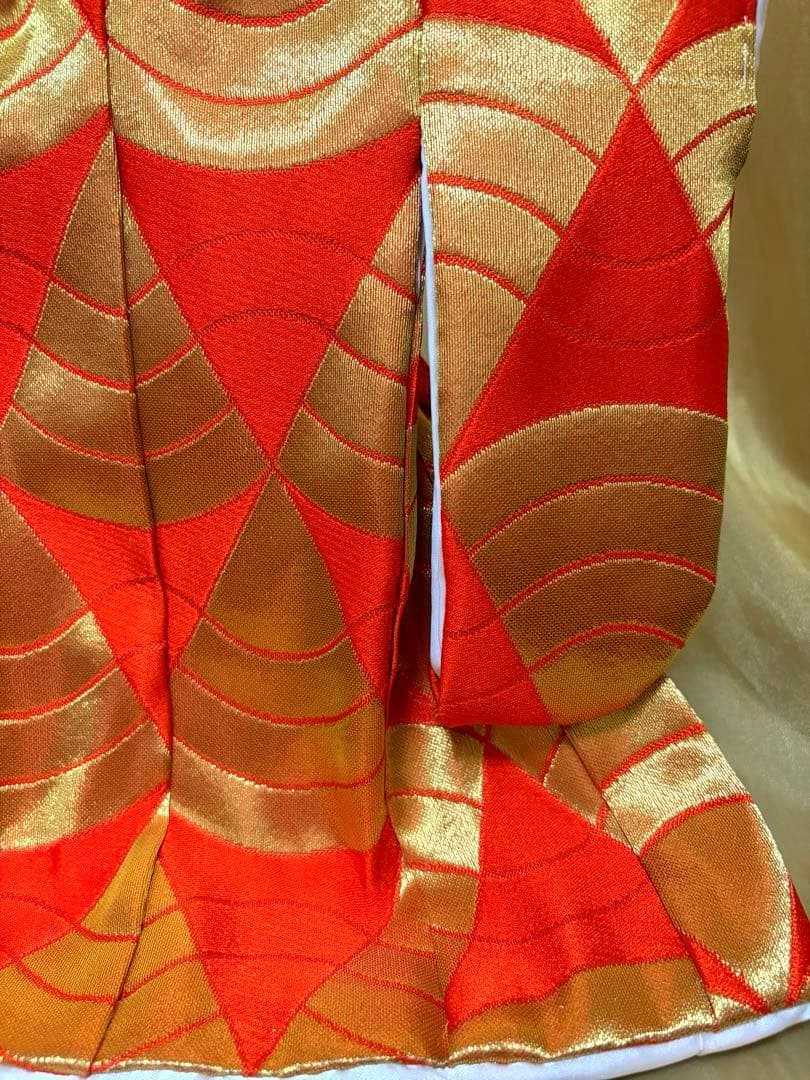 朱色ベース金襴（きんらん）ミニ和装（ミニ着物）