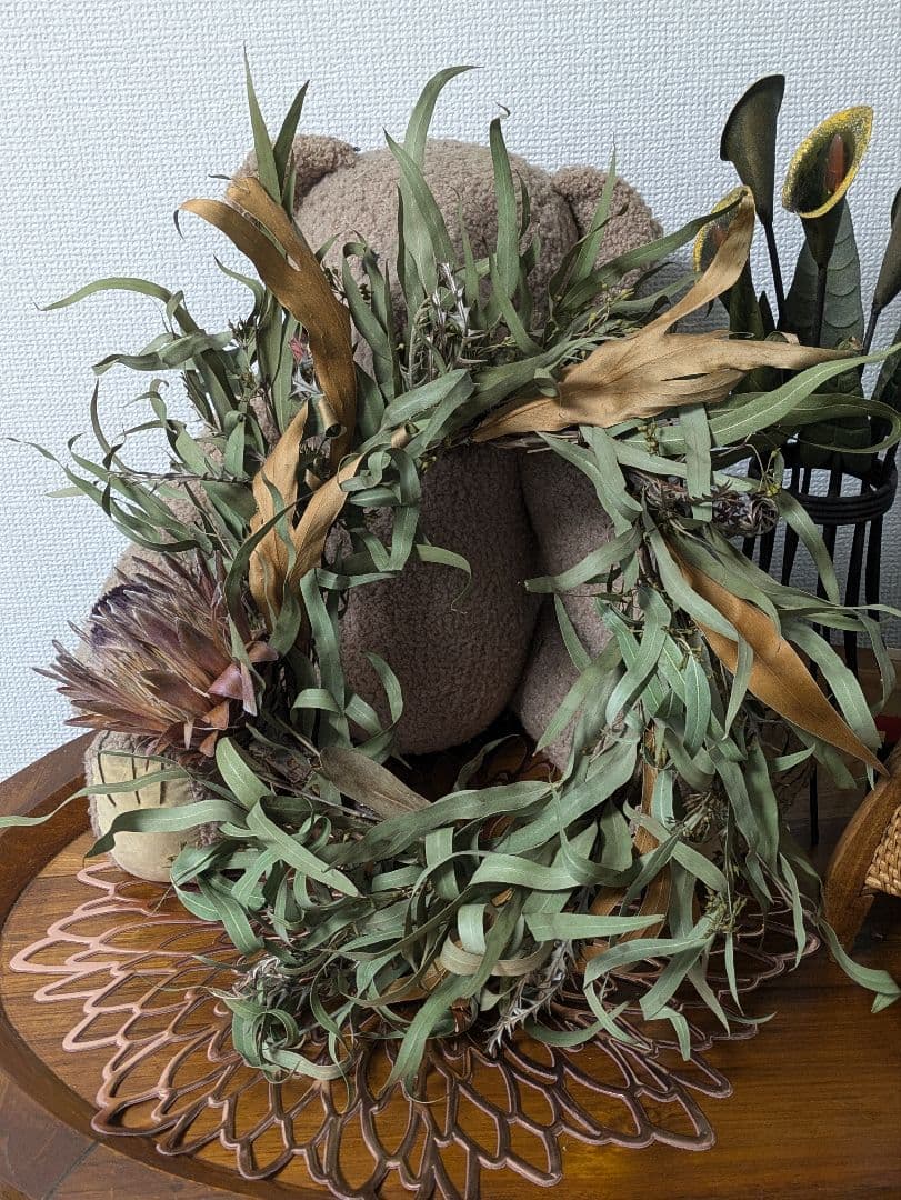 ドライフラワー★大きめネイティブリース★プロテア　アイバンホー　グレビレア