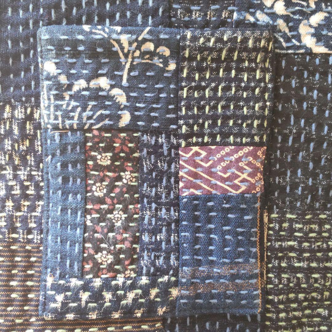 古布 パッチワーク バッグ 刺し子 絣 型染め 鶴 襤褸