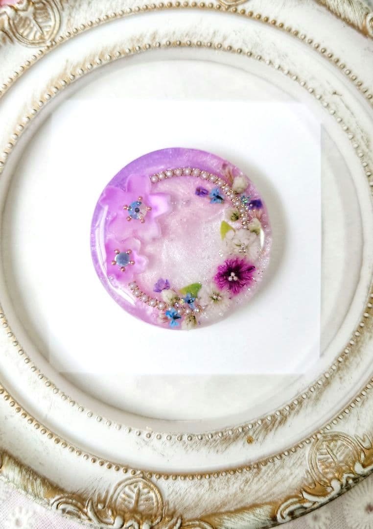 レジン　猫　ドライフラワー　ヘアゴム　ブローチ　ポニーフック　No.616