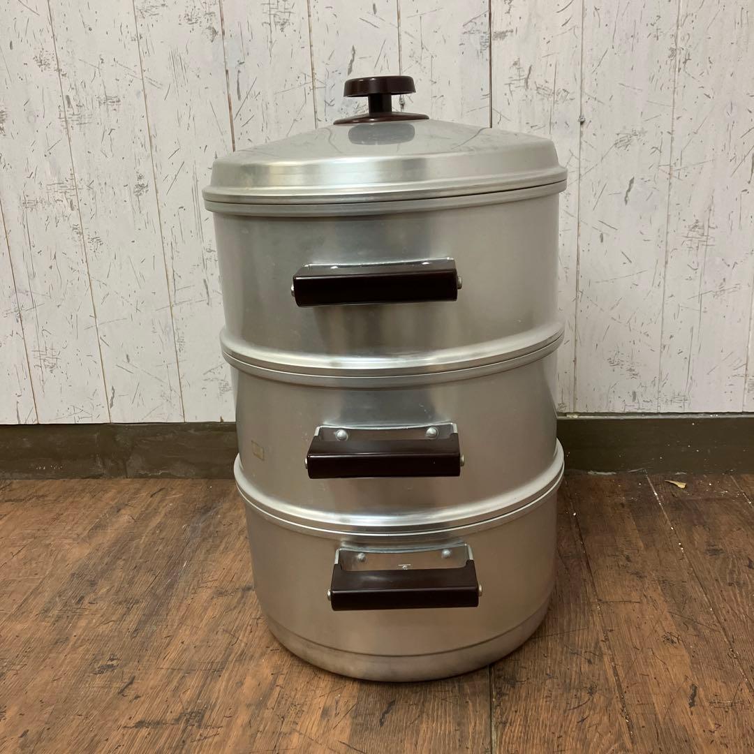 E-2 昭和レトロ ホクセイ ながらセイロ 3段式 アルミ製 蒸し器 両手鍋