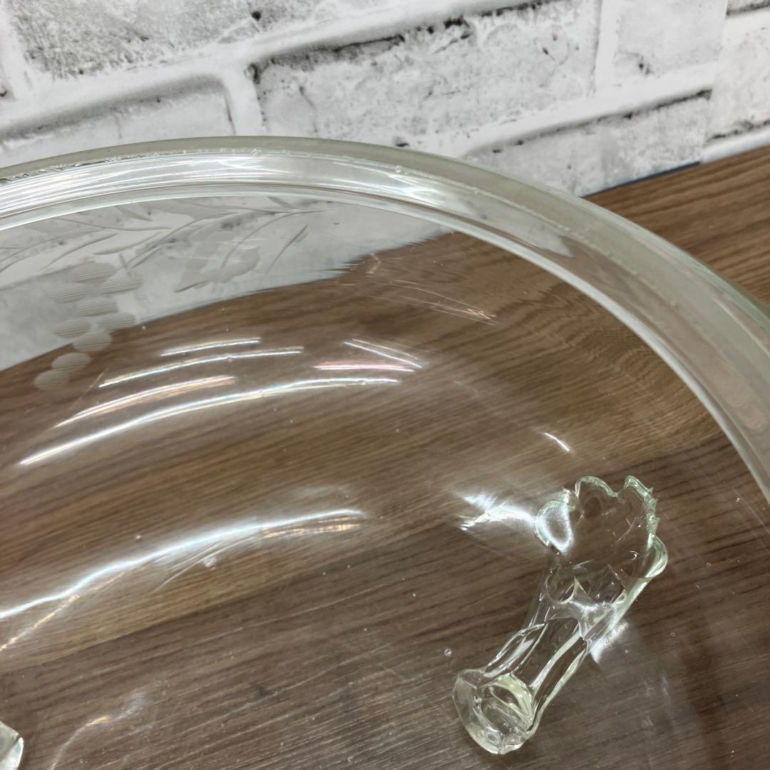 D-壁 アンティーク ガラス鉢 金魚鉢 吹きガラス 花柄 カットガラス