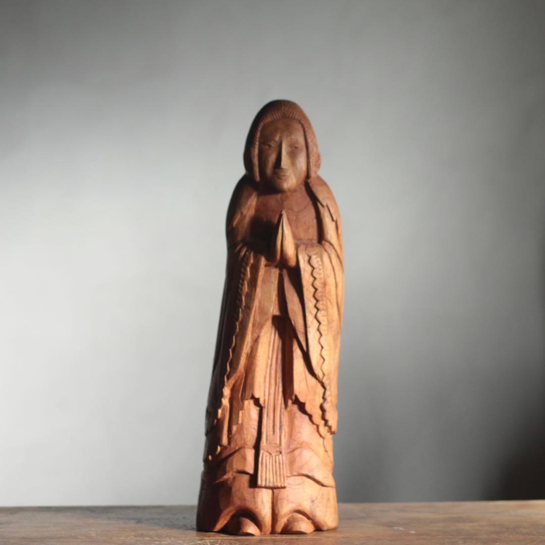 木彫 祈りの像 古道具 民衆仏 アンティーク オブジェ