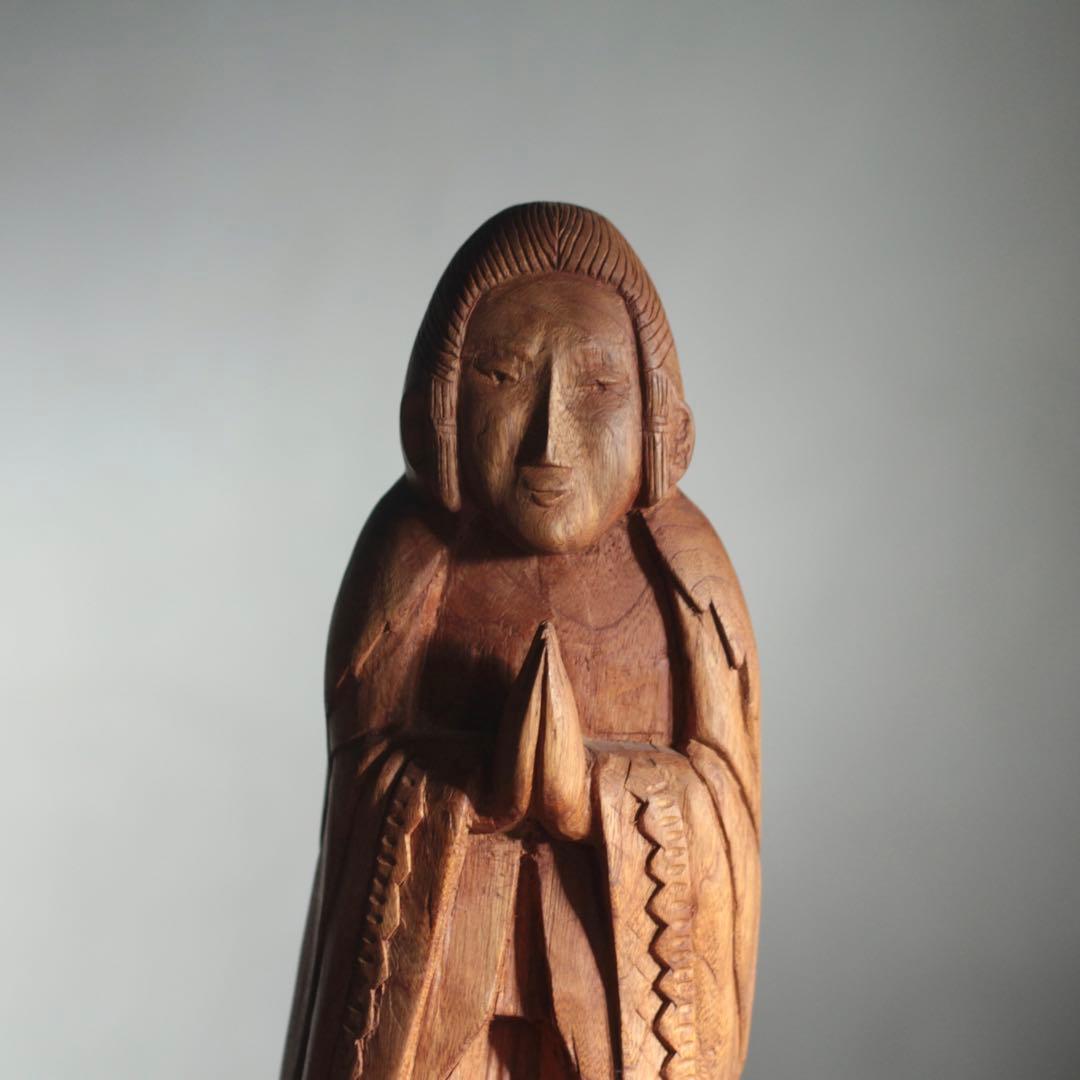 木彫 祈りの像 古道具 民衆仏 アンティーク オブジェ
