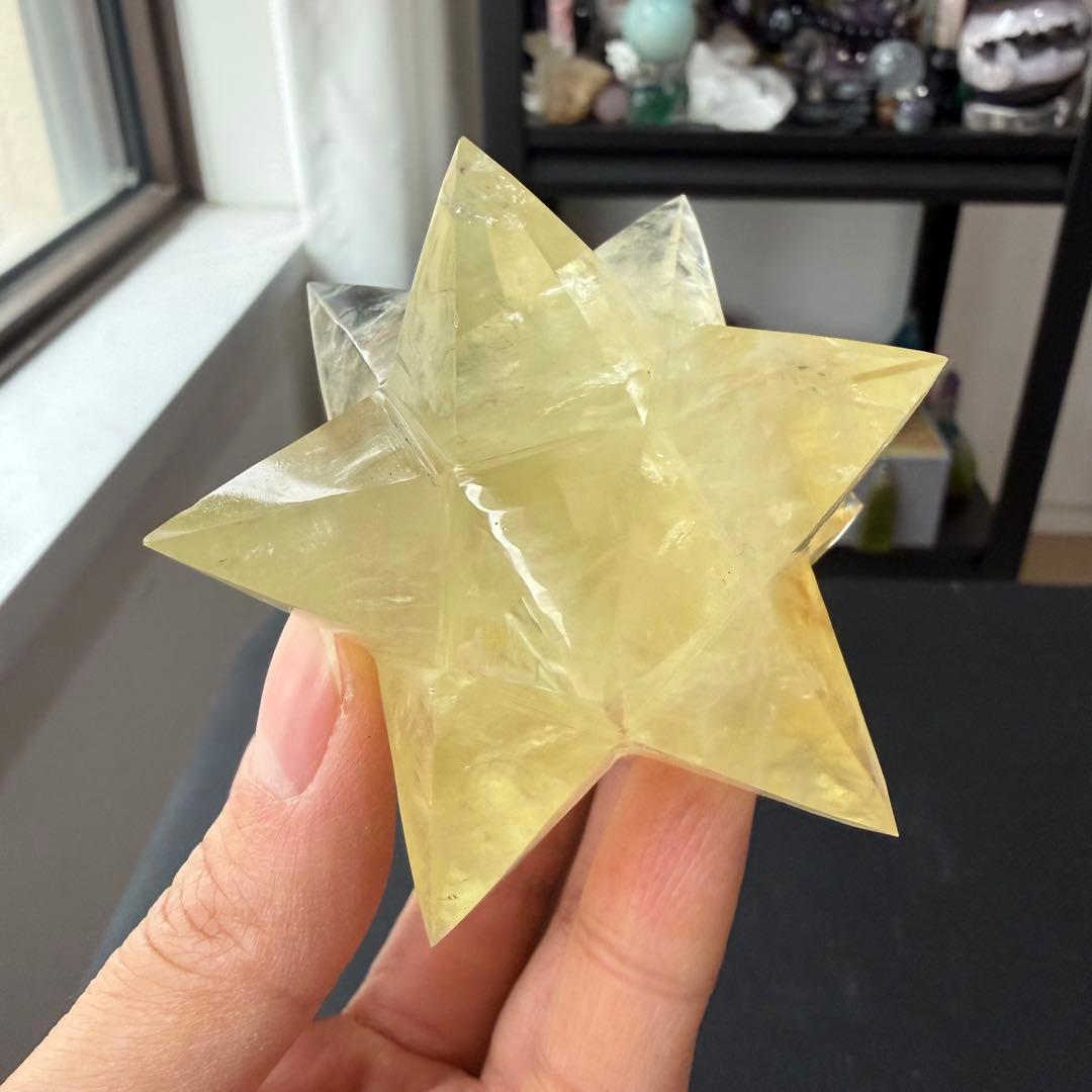 天然石シトリンのマカバスター　アステロイド　置物　彫物NO.030410