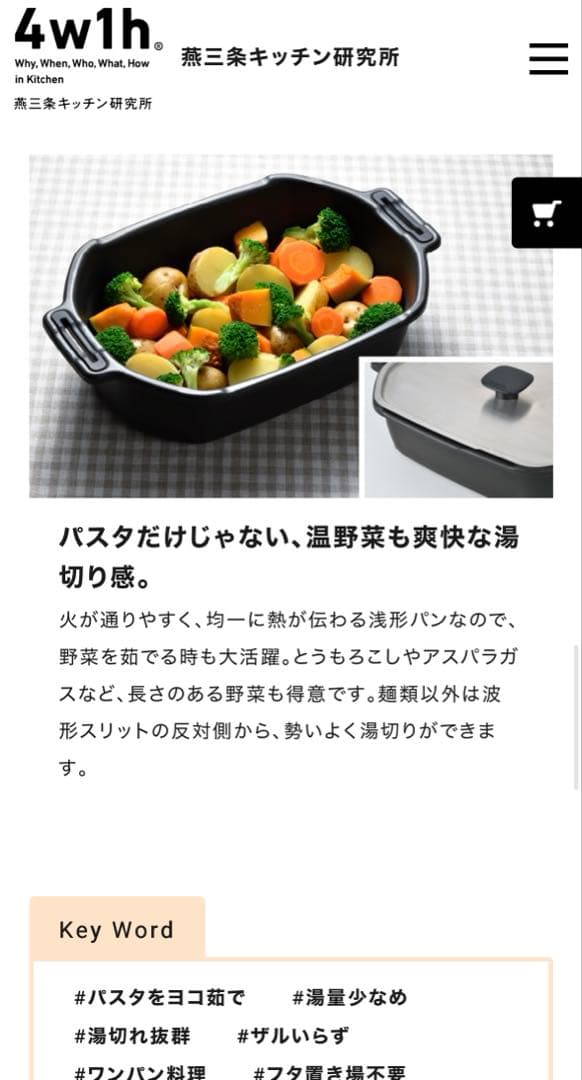 【美品】4w1h 燕三条キッチン研究所 マルチパスタパン 時短＆湯切り◎IH対応