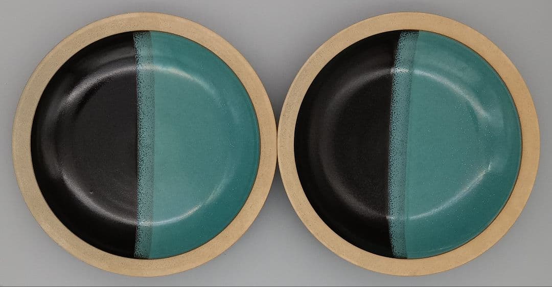 因州 中井窯 染め分け 皿 2点 セット 器 19cm