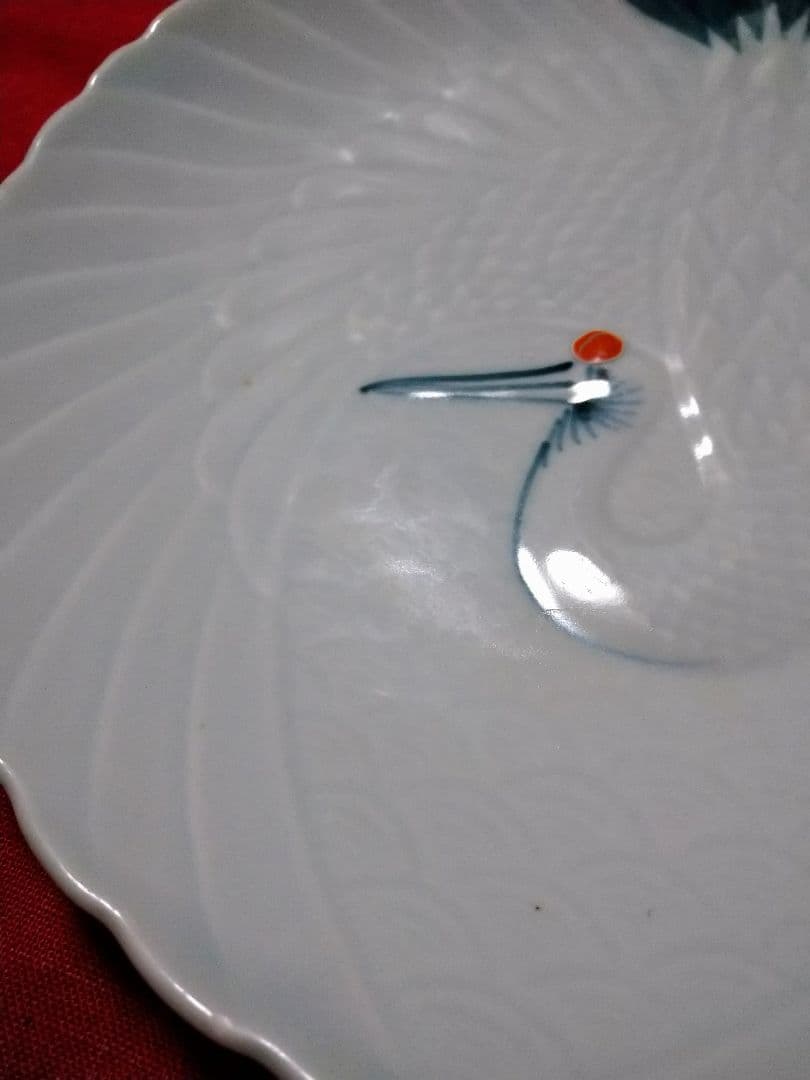 ♦アンティーク・コレクション品♦古伊万里【鶴皿】鍋島【陽刻翔鶴文皿】♦大 皿１皿