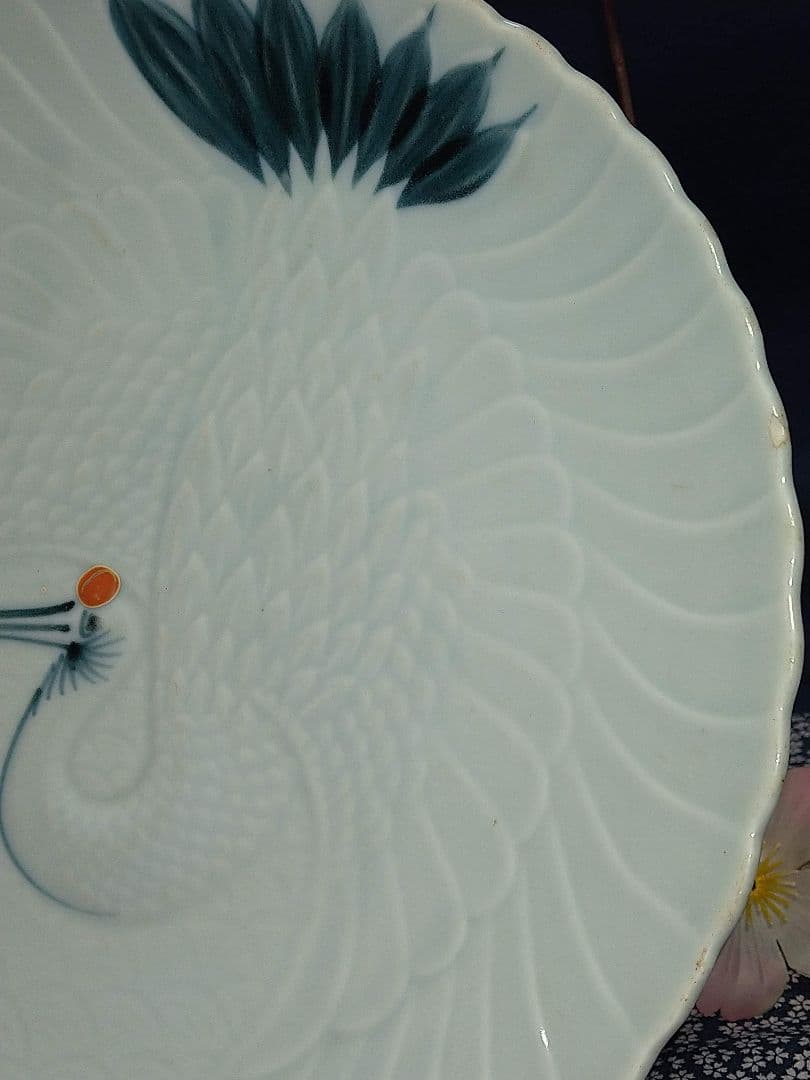 ♦アンティーク・コレクション品♦古伊万里【鶴皿】鍋島【陽刻翔鶴文皿】♦大 皿１皿