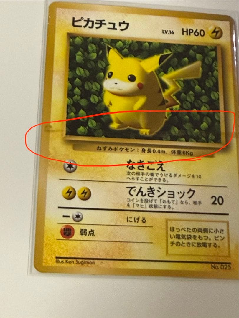 ★枠ずれ　ピカチュウ 旧裏 誤表記 プロモ　ken sugimori