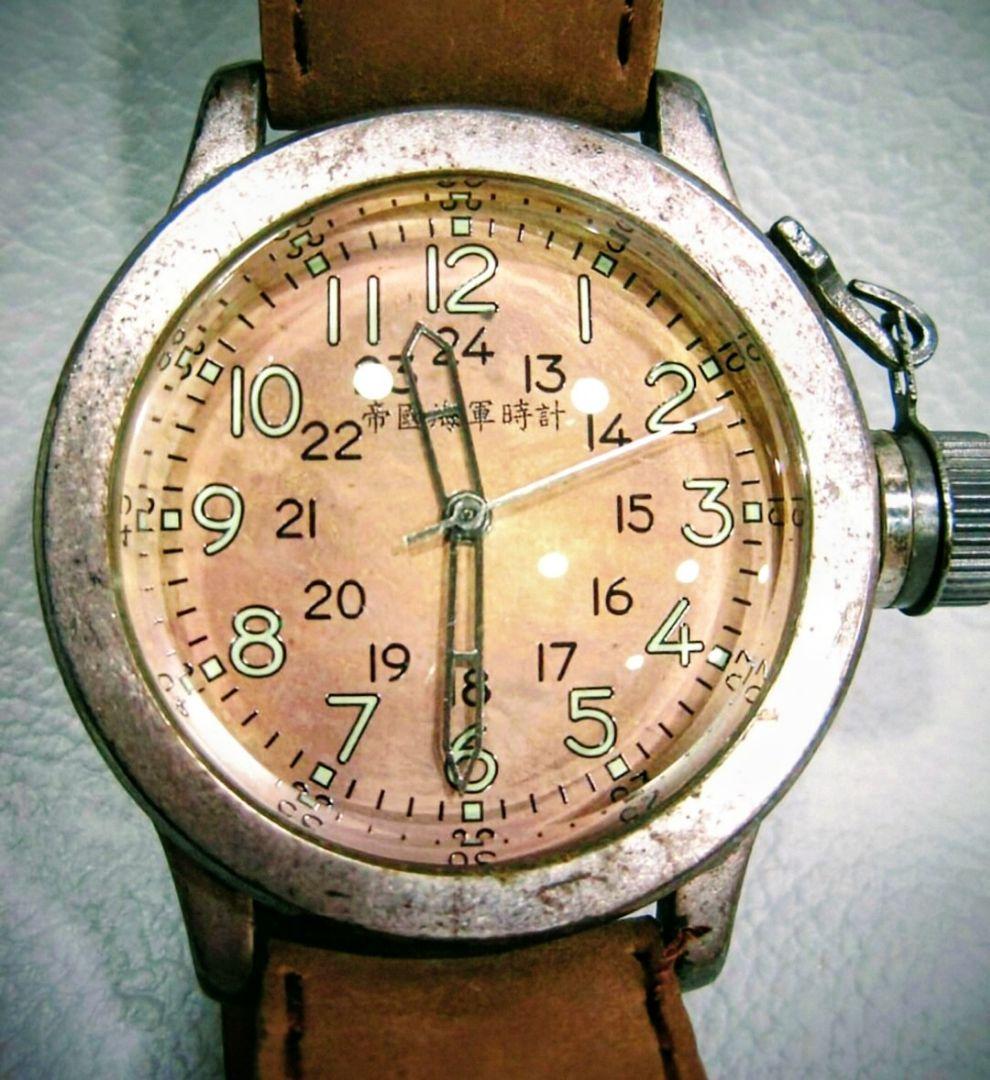 【貴重品】帝国海軍時計 1930年 腕時計 レザーベルト【不動品】