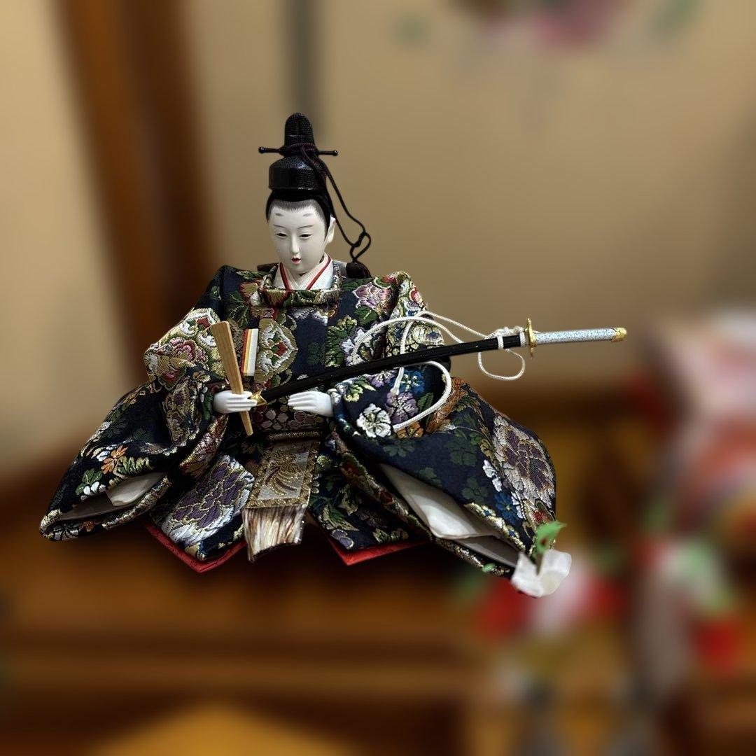 【美品】雛人形 親王飾り ひな祭り 束帯十二単 金屏風・台座セット華芳作　舞雛
