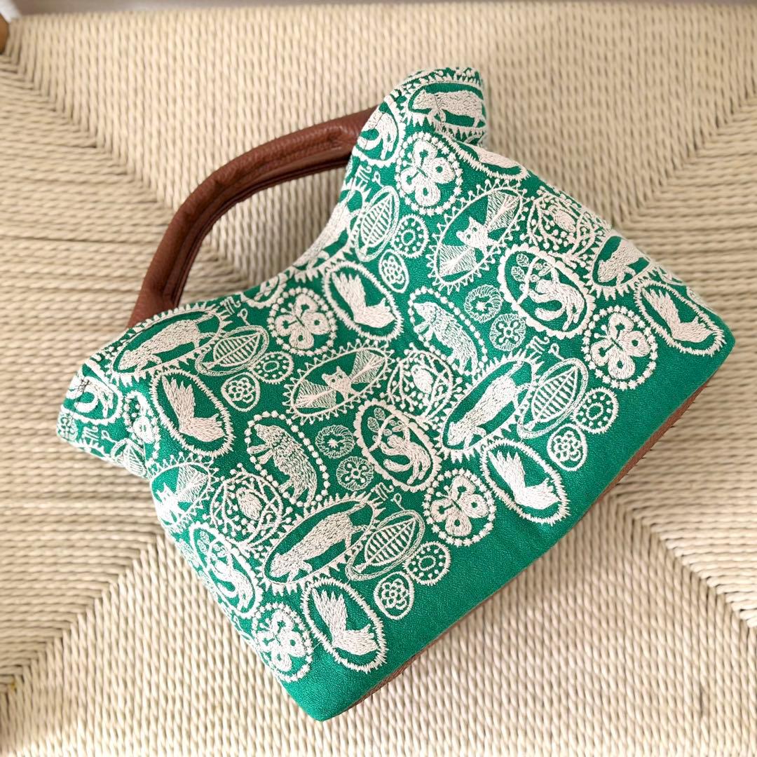 ⚮̈ミナペルホネン　jungle relief green ヌッピバッグ