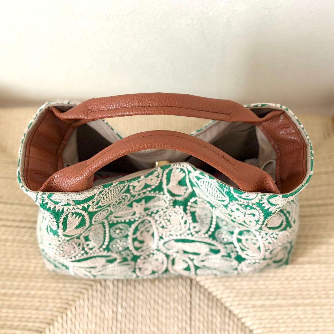 ⚮̈ミナペルホネン　jungle relief green ヌッピバッグ