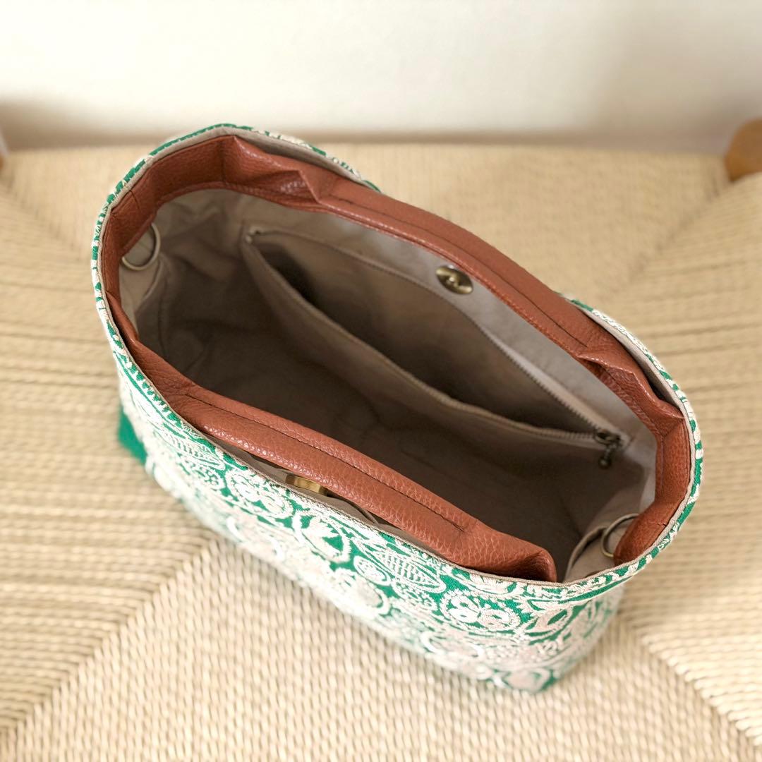 ⚮̈ミナペルホネン　jungle relief green ヌッピバッグ
