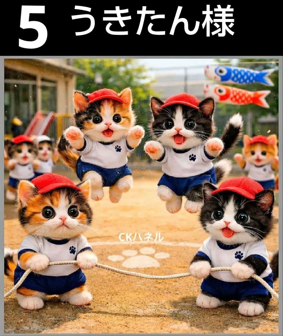 オーダーページ　ハンカチ470 にゃん綱引き柄ハンドメイド2/27