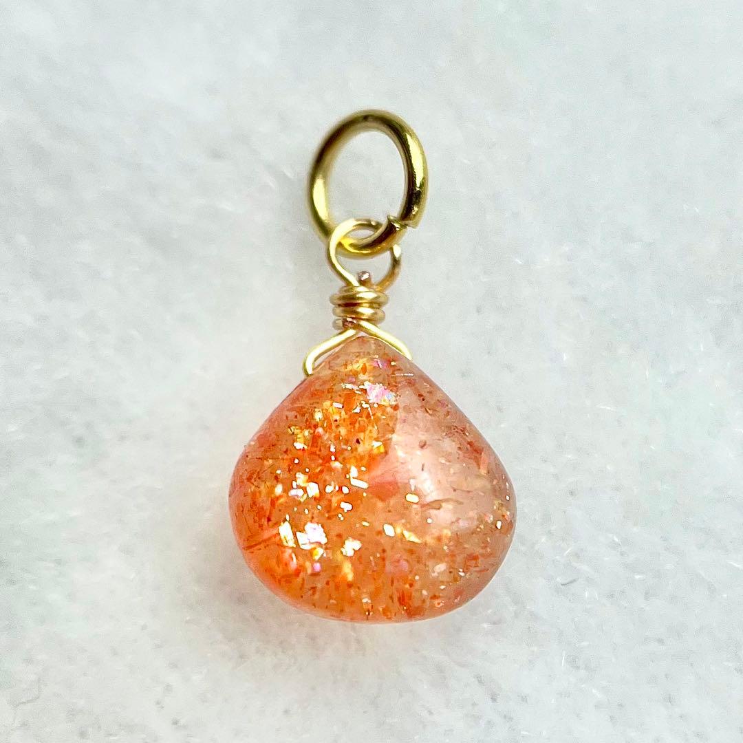 14kgf サンストーン チャーム ネックレス ペンダント トップ