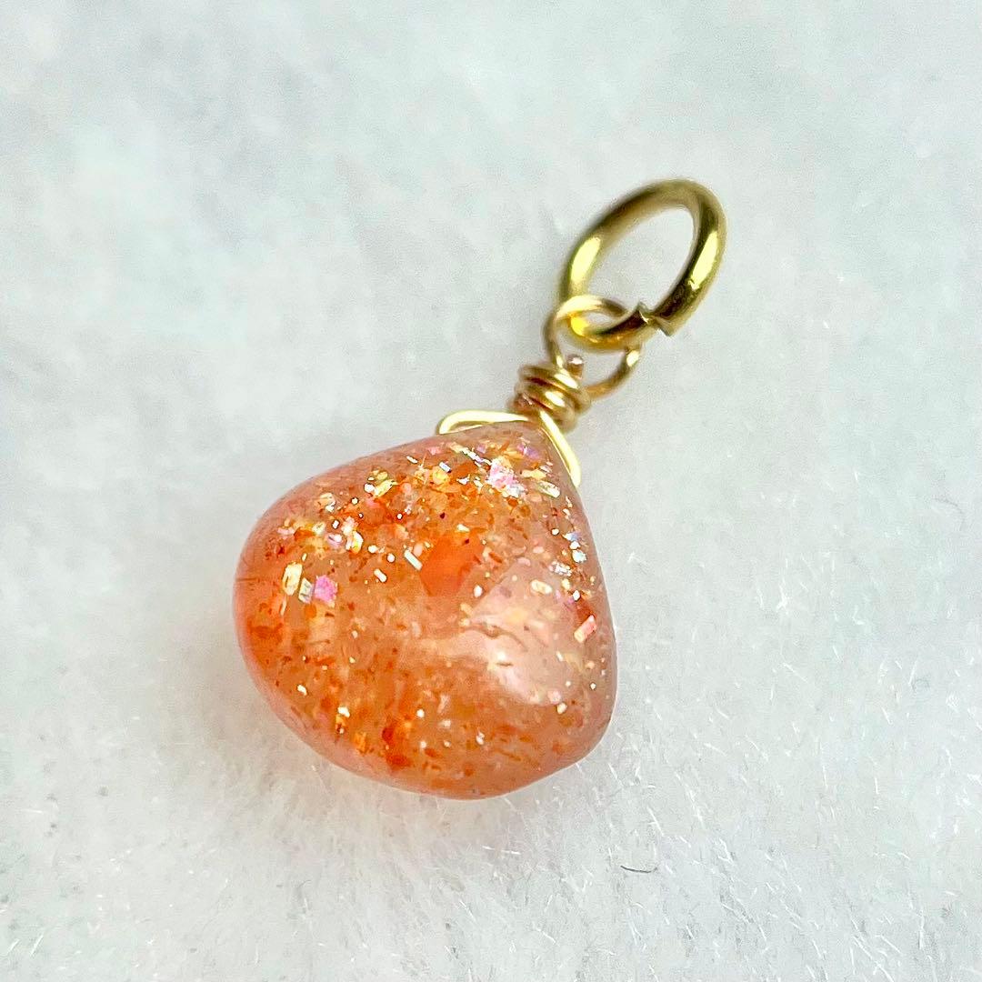 14kgf サンストーン チャーム ネックレス ペンダント トップ