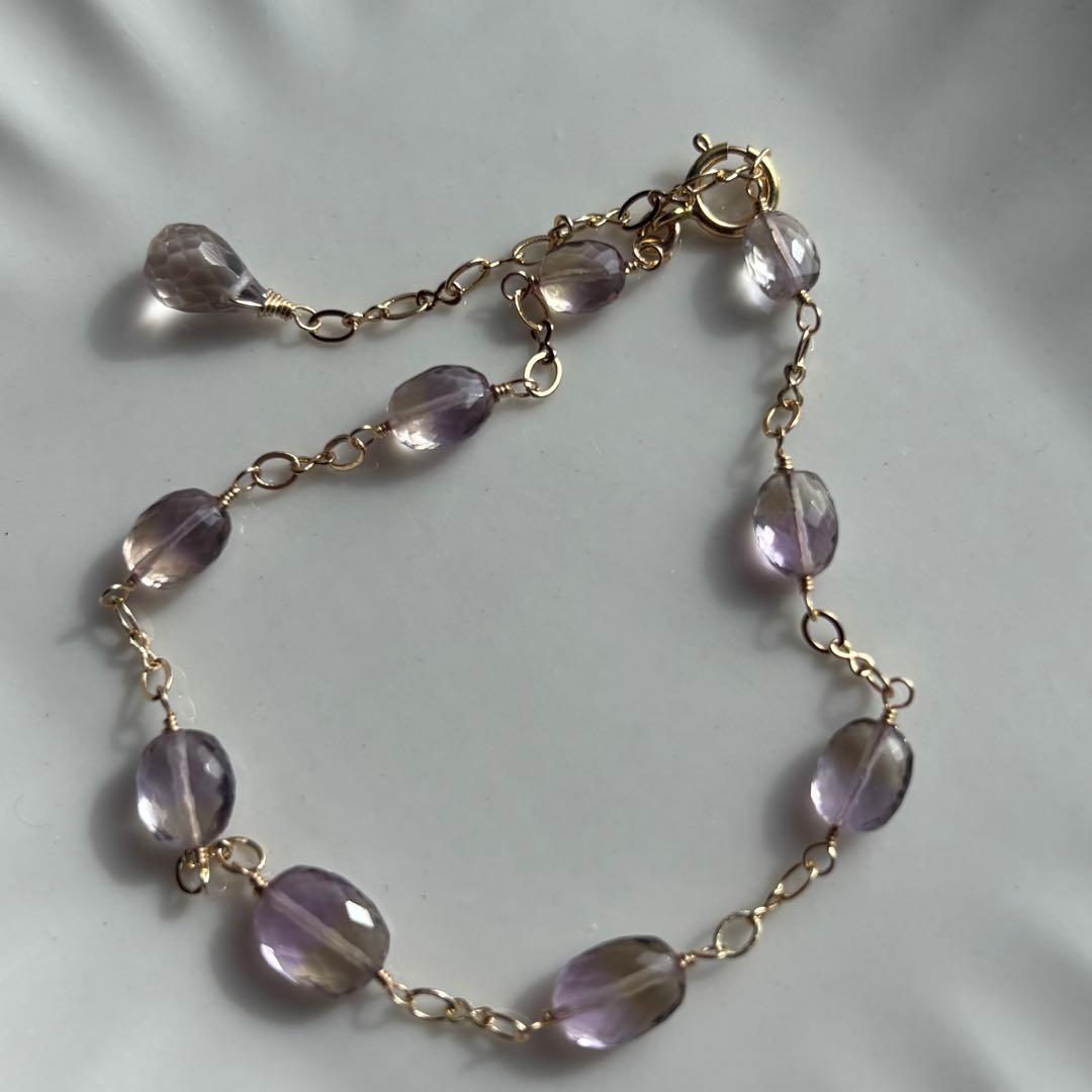 アメトリン♦︎マイクロカット✴︎14kgfブレスレットB189