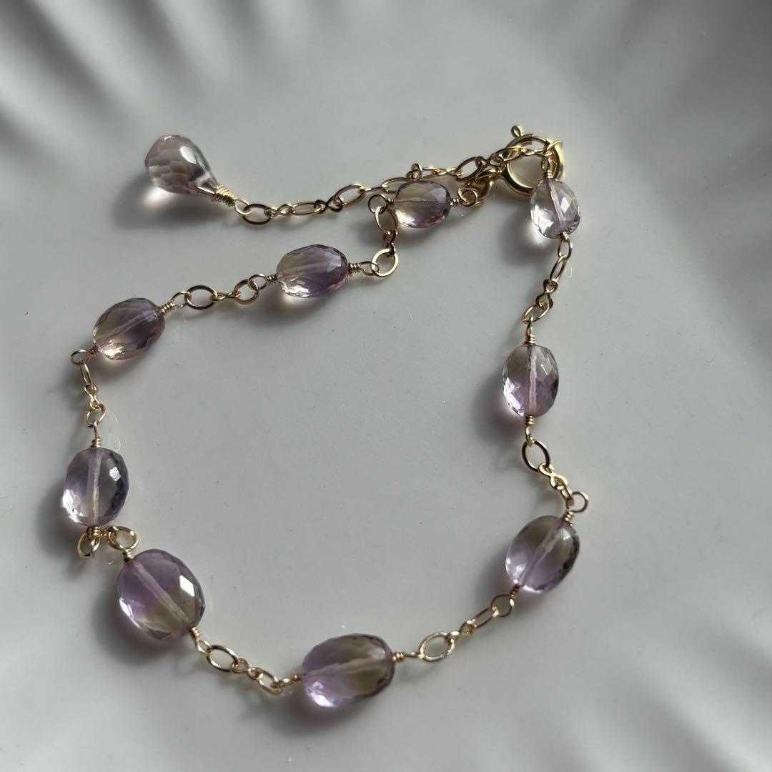 アメトリン♦︎マイクロカット✴︎14kgfブレスレットB189