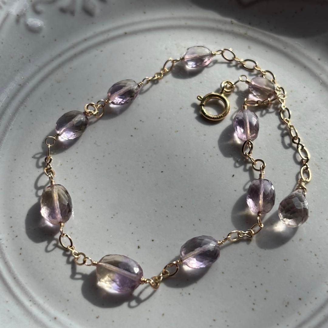 アメトリン♦︎マイクロカット✴︎14kgfブレスレットB189