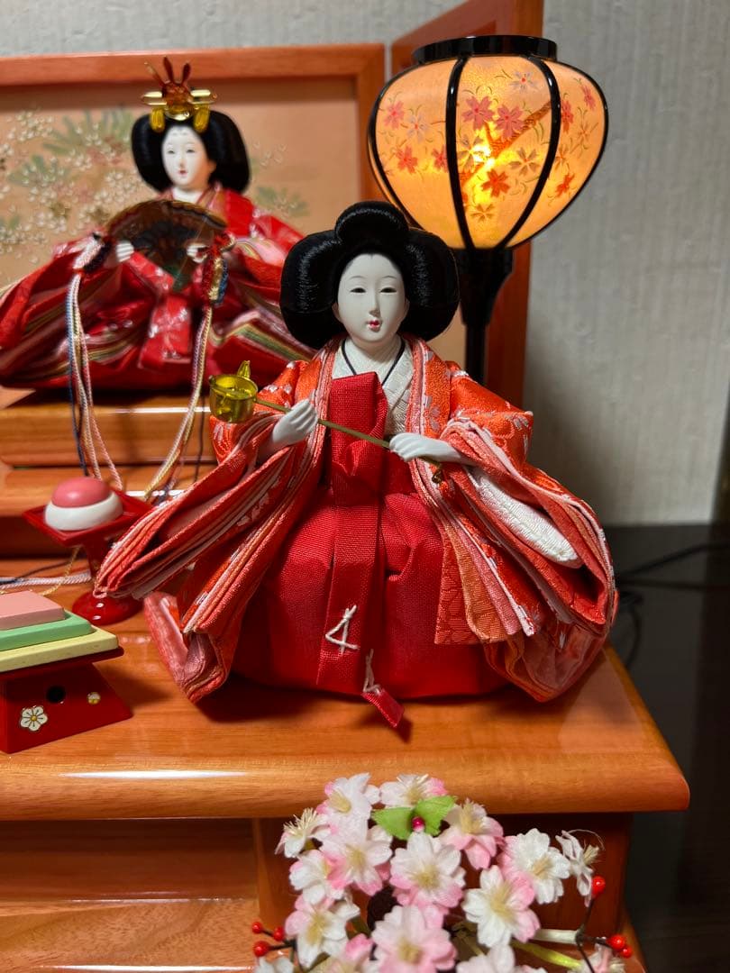 雛人形　三人官女　雪洞　台座セット