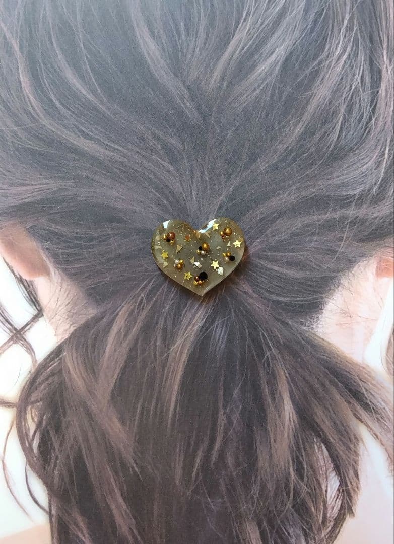 大人イルミネーション シャンパンゴールドハートレジンヘアゴム