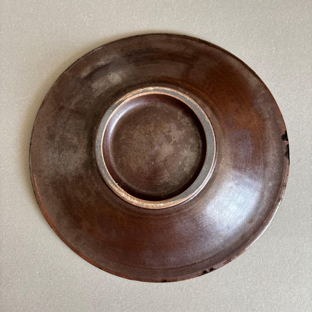 やちむん　北窯　沖縄　大皿　宮城　新品　陶器　登り窯　呉須　茶色 読谷村　大嶺