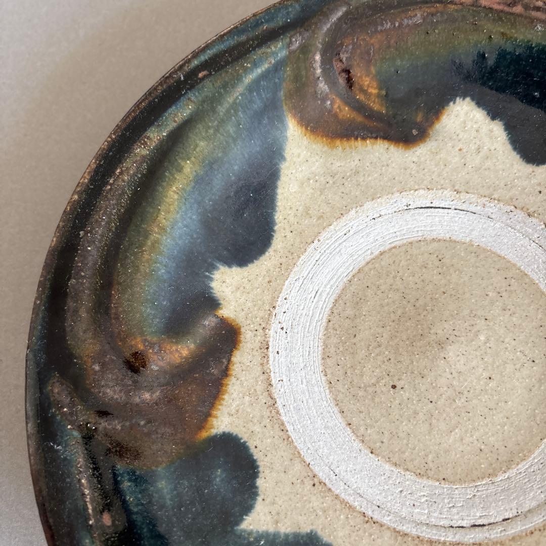 やちむん　北窯　沖縄　大皿　宮城　新品　陶器　登り窯　呉須　茶色 読谷村　大嶺