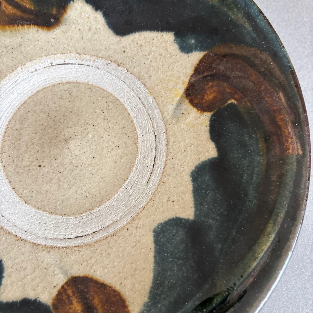 やちむん　北窯　沖縄　大皿　宮城　新品　陶器　登り窯　呉須　茶色 読谷村　大嶺