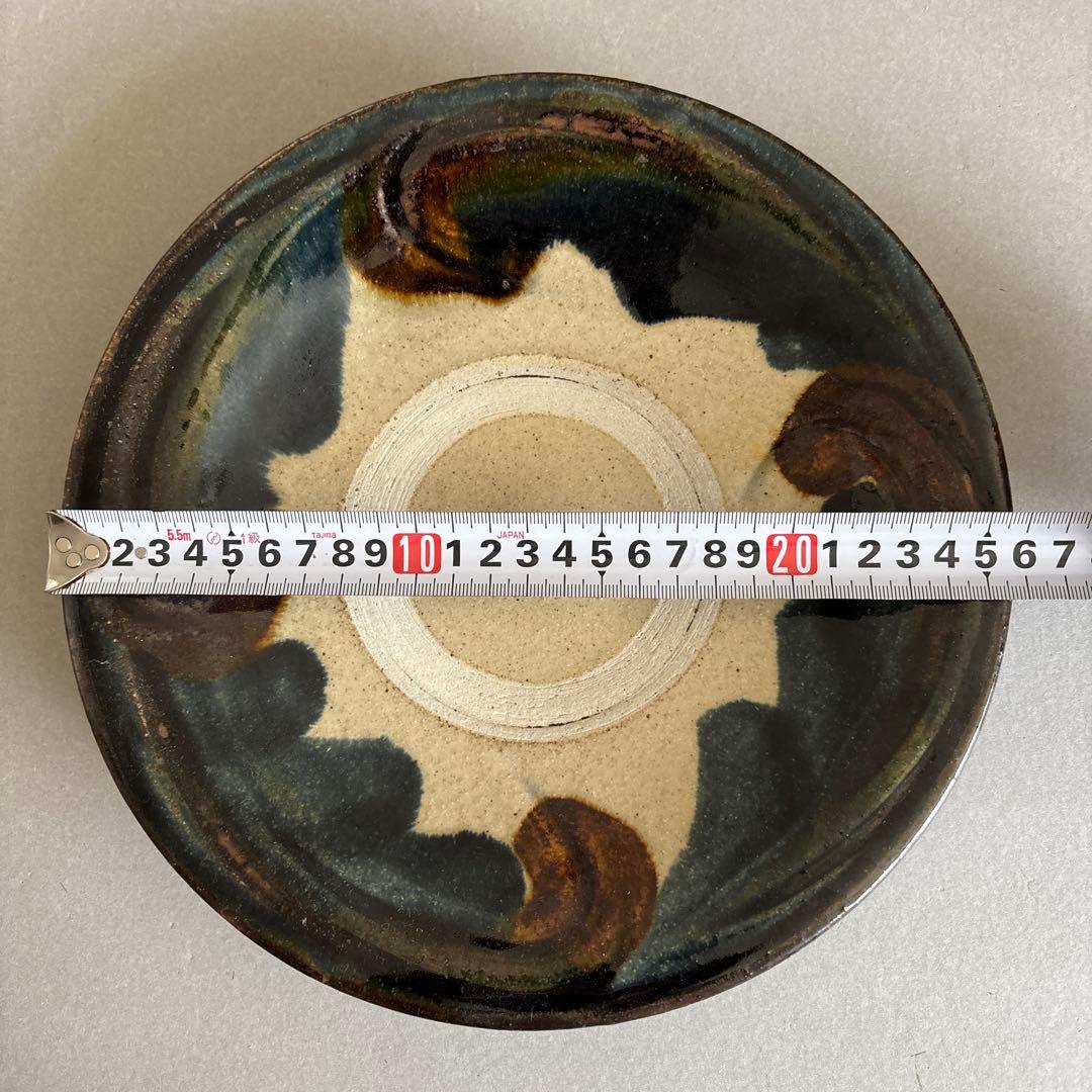 やちむん　北窯　沖縄　大皿　宮城　新品　陶器　登り窯　呉須　茶色 読谷村　大嶺