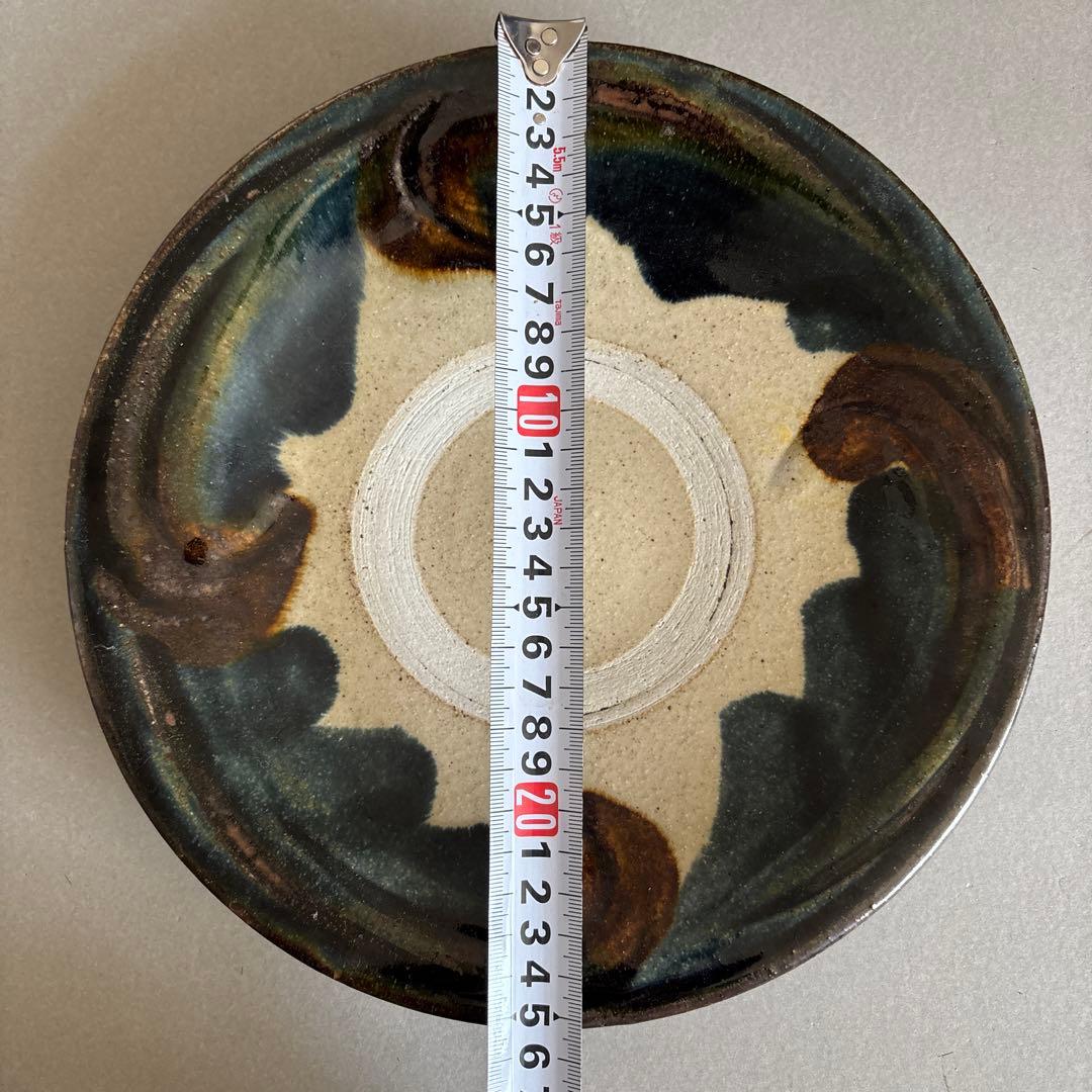 やちむん　北窯　沖縄　大皿　宮城　新品　陶器　登り窯　呉須　茶色 読谷村　大嶺