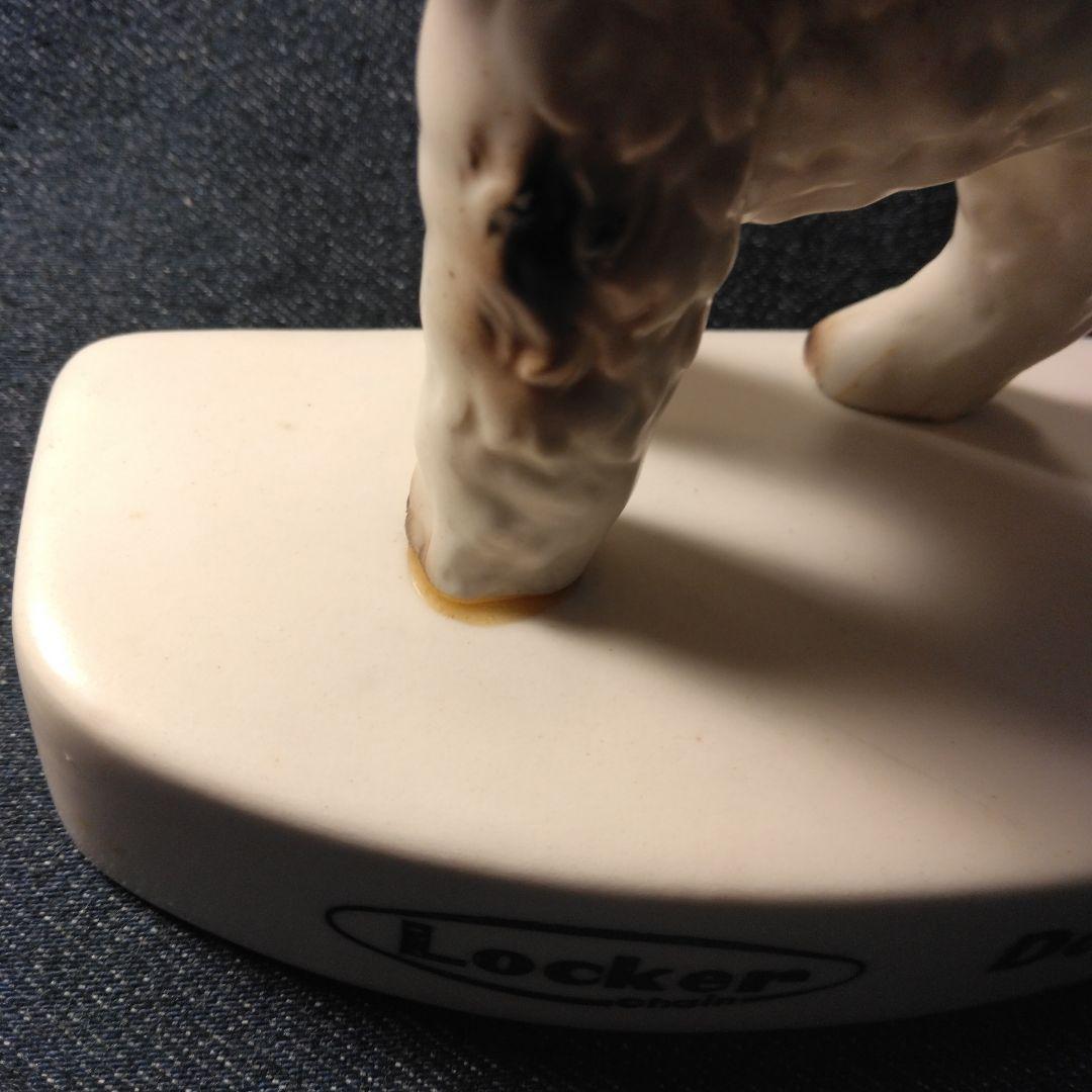 昭和レトロ　リード　 陶器製犬の置物ノベルティ　シユナウザー　当時物